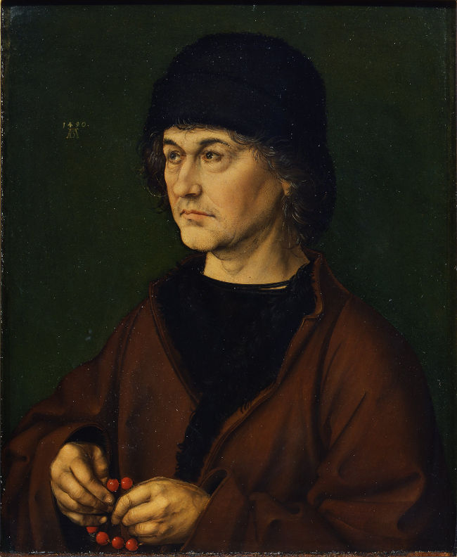 Zum Vergrößern auf das Bild klicken Dürers Vater mit Rosenkranz